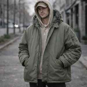 Vintage ALPHA INDUSTRIES Mens XL Olive N3B Extreme Cold Weather Military Parka‎